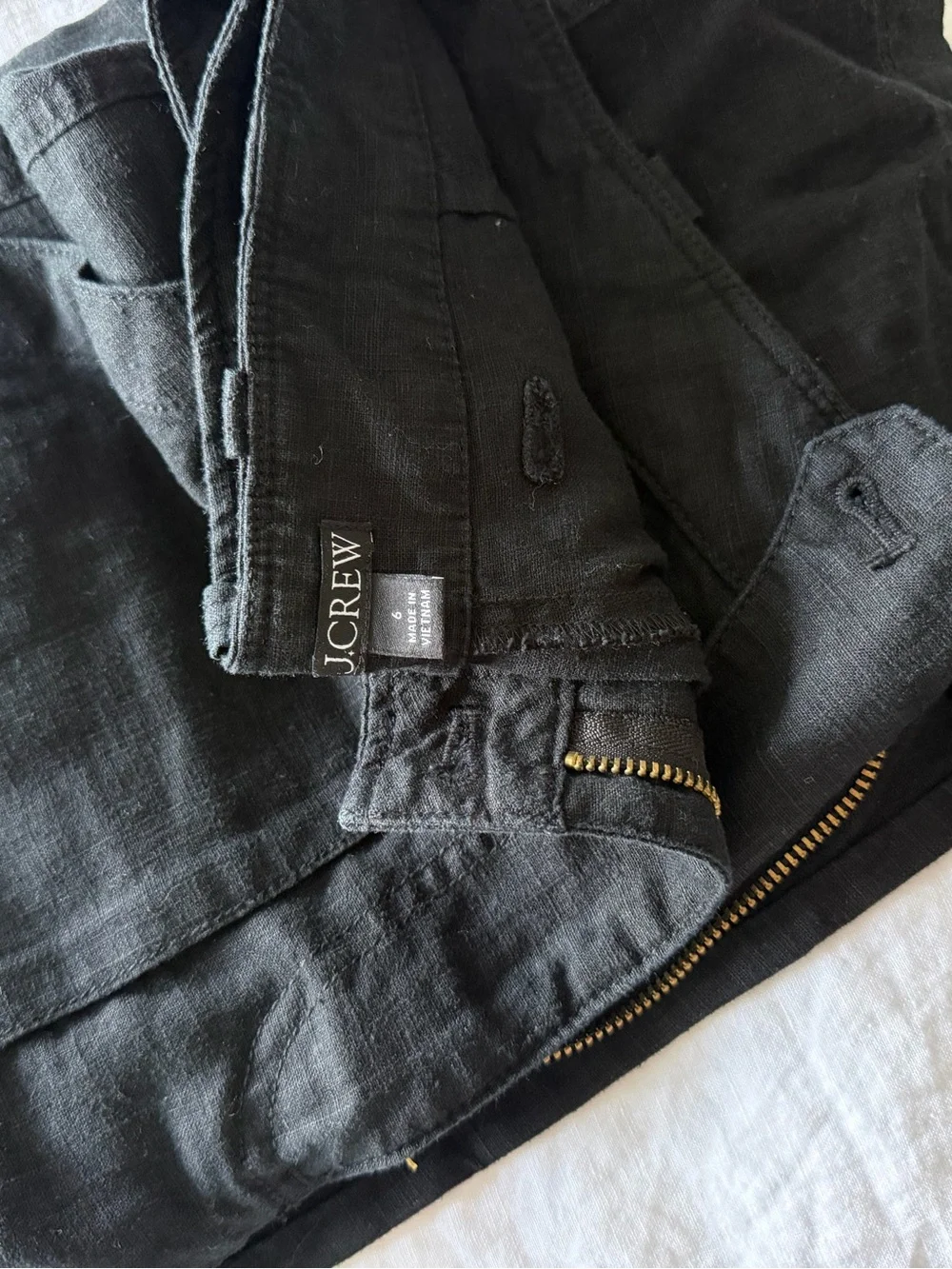 NWOT J. Crew black linen cropped cargo pant